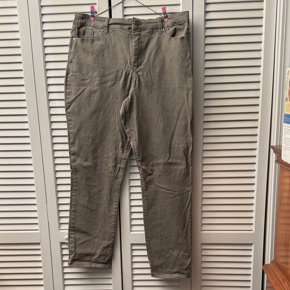 Olive Green Straight-Leg Jeans